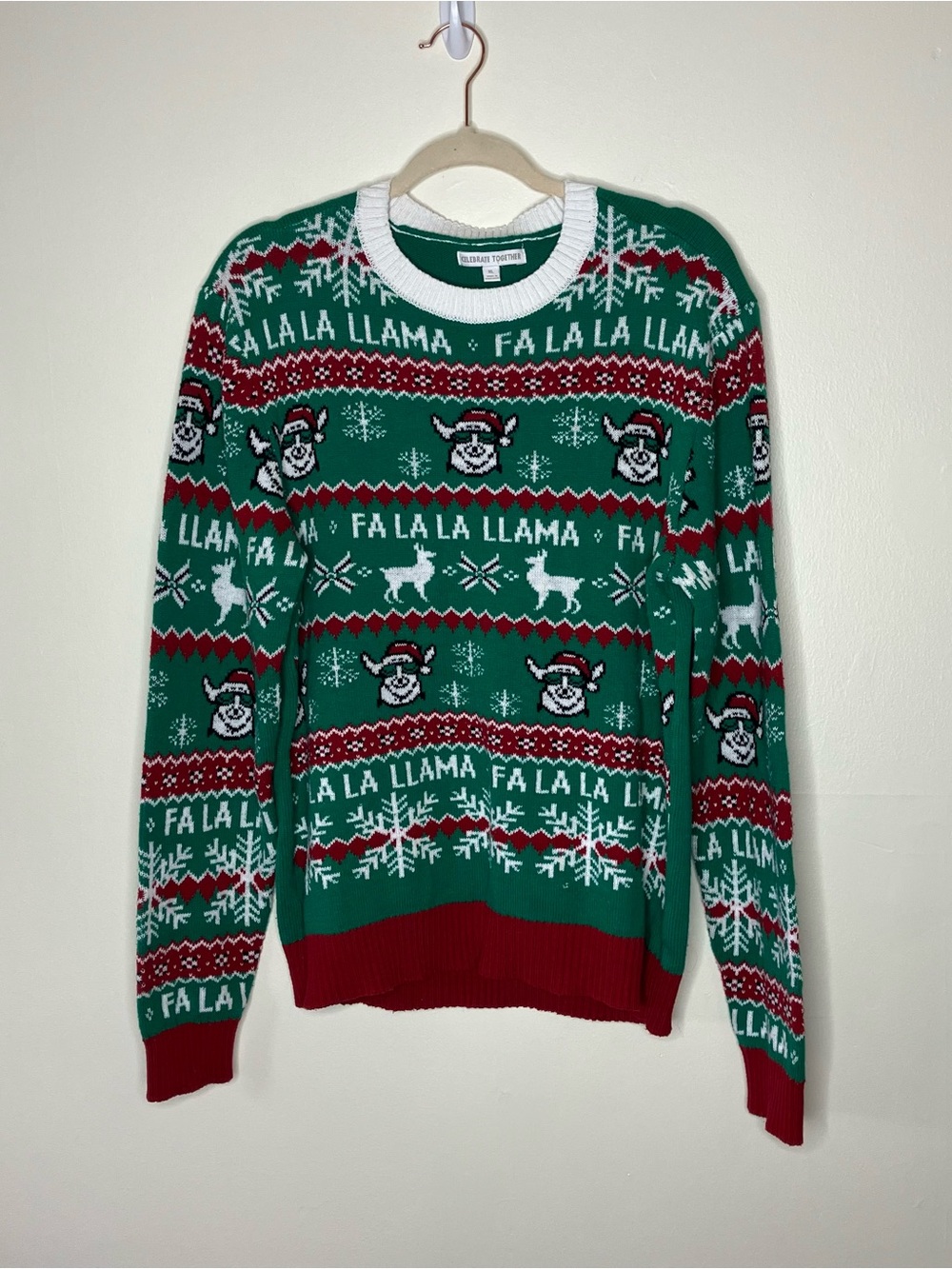 Celebrate Together Fa La La Llama tacky Christmas holiday sweater XL